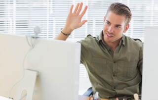 Business owner using office computer