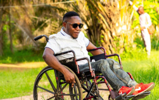 Disabled employee on a wheelchair