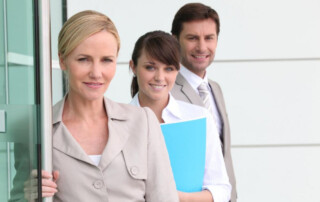 Employees standing together