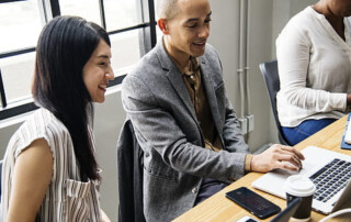 Employees working together in the workplace