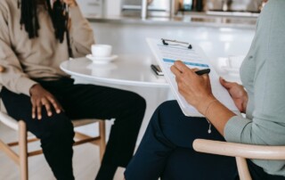 A Woman Sitting in an Interview