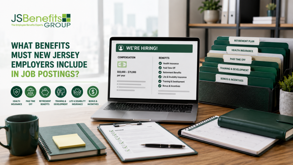 New Jersey job posting showing employee benefits and compensation details