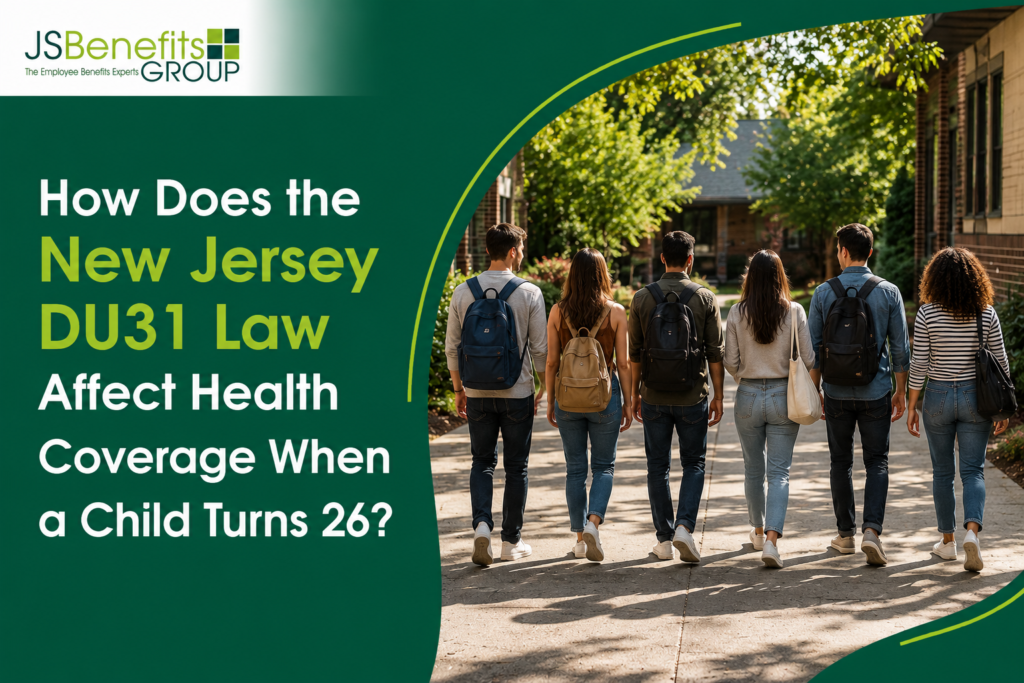 Young adults walking on campus representing New Jersey DU31 health coverage