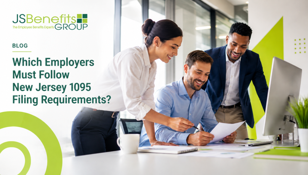 Employers reviewing New Jersey 1095 filing requirements in a modern office