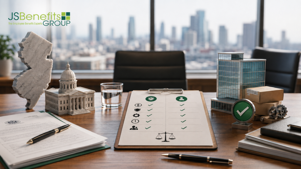New Jersey benefits planning desk comparing state and private plan options